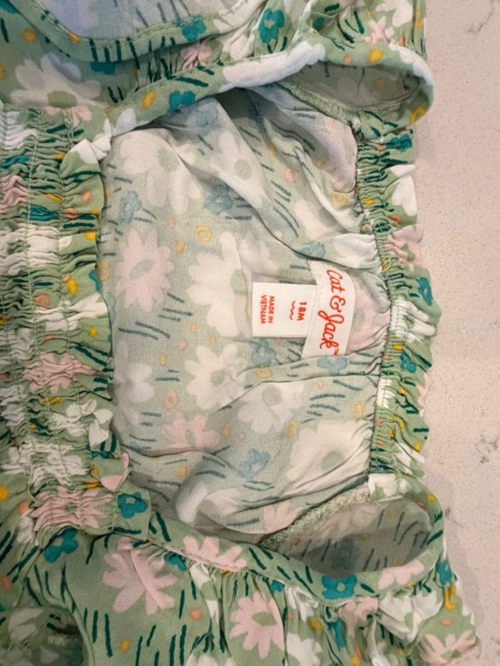 Cat & Jack Green Floral Romper